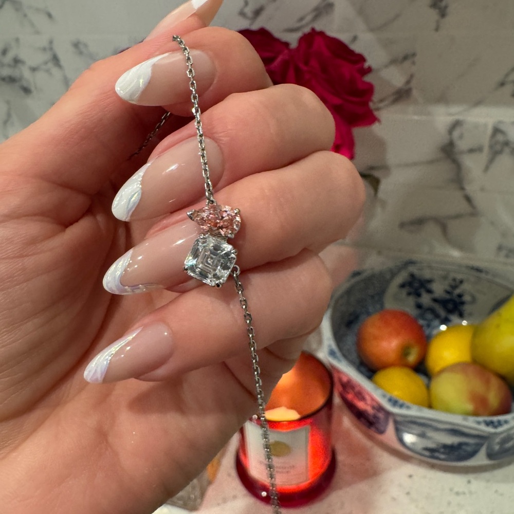 Swarovski Elegant Silver and Pink Gemstone Necklace